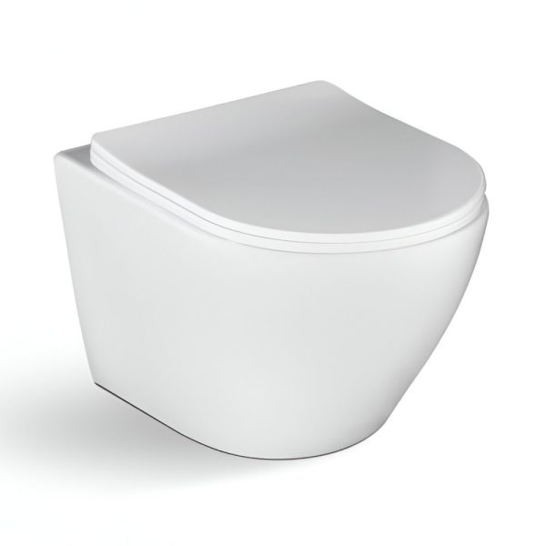 Eros SINTO fali WC - perem nélküli kivitel - WC ülőkével - mély öblítésű - FEHÉR - 49 cm - 82SB1043