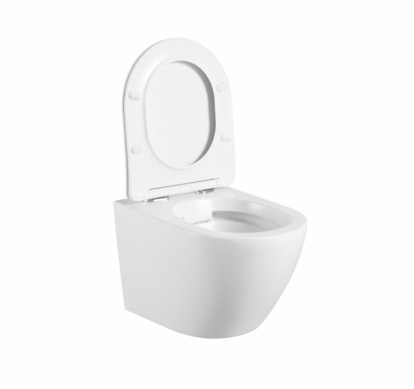 Eros SINTO fali WC - perem nélküli kivitel - WC ülőkével - mély öblítésű - FEHÉR - 49 cm - 82SB1043 - Image 5