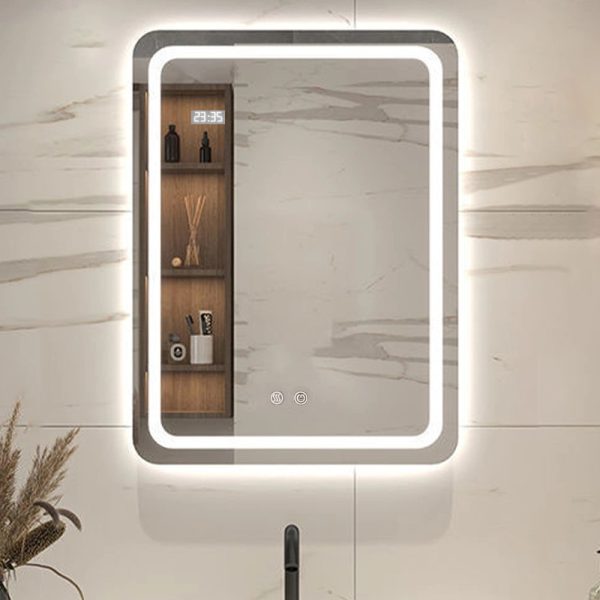 Viva AURA fürdőszoba tükör - érintőkapcsolós - páramenetesítős - órával - LED - ÁLLÓ - 60 x 80 cm - Image 3