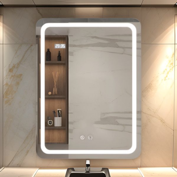 Viva AURA fürdőszoba tükör - érintőkapcsolós - páramenetesítős - órával - LED - ÁLLÓ - 60 x 80 cm - Image 4