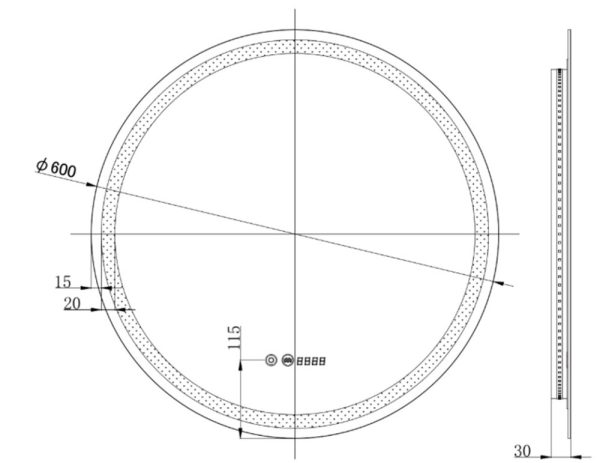 Viva AURA fürdőszoba tükör - érintőkapcsolós - páramenetesítős - órával - LED - KEREK - átmérő 60 cm - Image 4