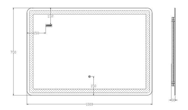 Viva AURA Led TOUCH fürdőszobai tükör - páramenetesítővel - órával - fekvő - 100 x 70 cm - 83440006 - Image 5