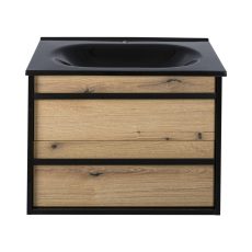 PIRAMIDA EURIDIKA OLIVA - FEKETE fali függesztett fürdőszobabútor fekete mosdóval - 75 x 53 x 48 cm - 8375OLBL