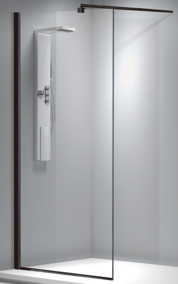 Viva AQUA Max WALK IN Zuhanyfal - FEKETE profil - 8 mm vízlepergető víztiszta üveg - 90 x 200 cm - Image 2