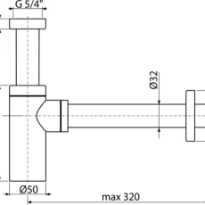 Alcaplast A400Black Design mosdószifon fém, kerek, fekete DN32 - Image 2