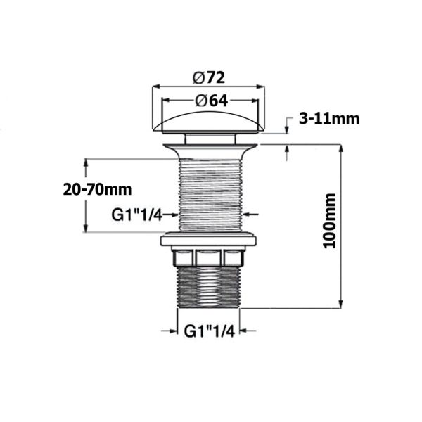 Klikk - klakk leeresztőszelep - KEREK - matt szürke - túlfolyó NÉLKÜLI mosdókagylóhoz - Ø 73 mm - BD05803080214731 - Image 3