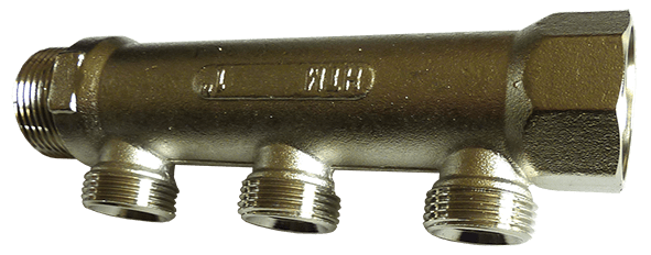 BRH osztóváz, nikkelezett 1"KB-3/4"eurokonusz csatlakozással