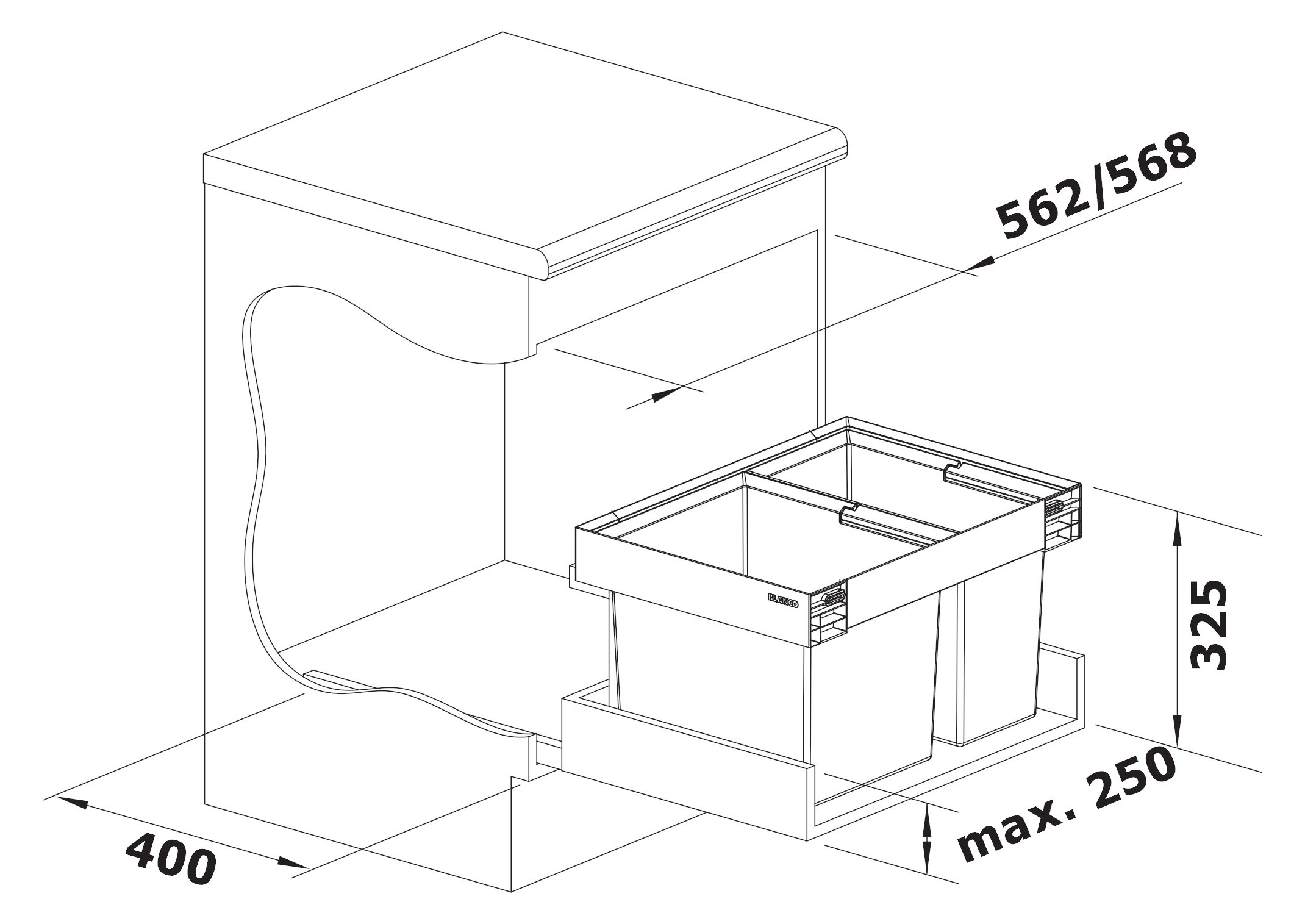 Blanco FLEXON II LOW 60/2 konyhai hulladékgyűjtő - 526641 - Image 8
