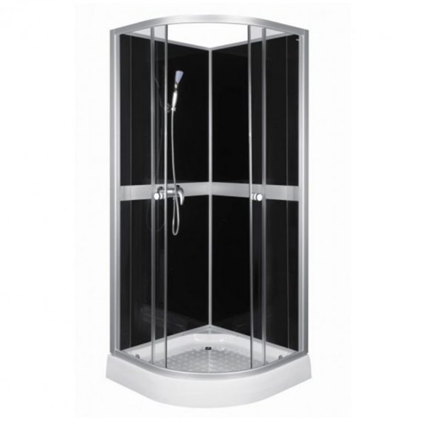 Classic 80x80 cm Black íves hátfalas zuhanykabin zuhanytálcával - CLASSIC80BLACK-F