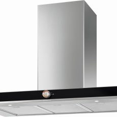 De Dietrich fali páraelszívó, kürtős, 90 cm, inox/fekete üveg front/réz díszítés