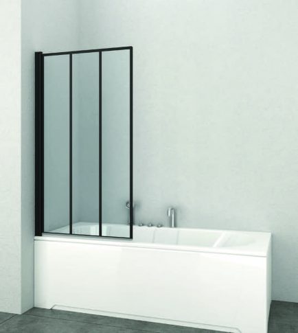 Sanotechnik ELITE BLACK egyrészes kádparaván 80x140 cm E1480B