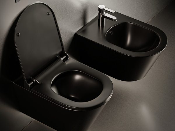 CeraStyle IBIZA fali WC - MATT FEKETE - BEÉPÍTETT bidé funkcióval - perem nélküli - mély öblítés - Image 4