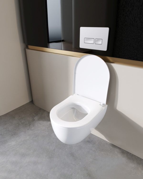 CeraStyle BELLA fali WC + SLIM ülőke - perem nélküli - rimless - mély öblítésű - rövid - 48 cm - HC00506PN00_BSTV - Image 2