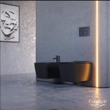 CeraStyle HERA fali WC - MATT FEKETE - rimless - perem nélküli - rejtett szerelésű - mély öblítés - Image 5