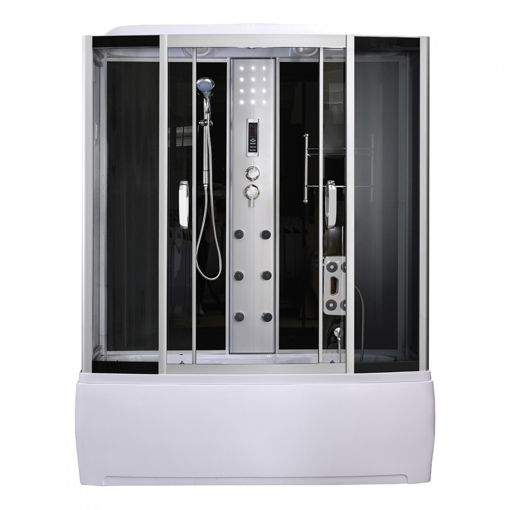 Emilia 85x170 cm szögletes hidromasszázs kádkabin elektronikával Black - HTSR-170B