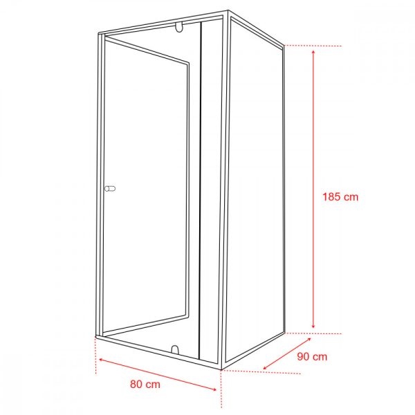 Flexi 80x90 cm falsíkra szerelhető aszimmetrikus zuhanykabin zuhanytálca nélkül - LF011_LF1290ASZ - Image 3