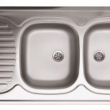 Livinox N-134JK teletetős rozsdamenetes kétmedencés csepptálcás mosogató (jobbos medence) 120 x 60 cm