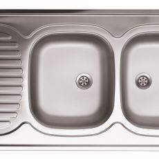Livinox N-134JK teletetős rozsdamenetes kétmedencés csepptálcás mosogató (jobbos medence) 120 x 60 cm