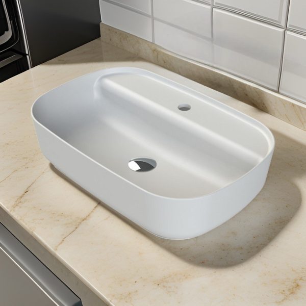 CeraStyle AQUA - PULTRA ültethető - Top Counter - porcelán mosdó - MATT FEHÉR - 60 x 40 cm - OC007H61U04 - Image 2