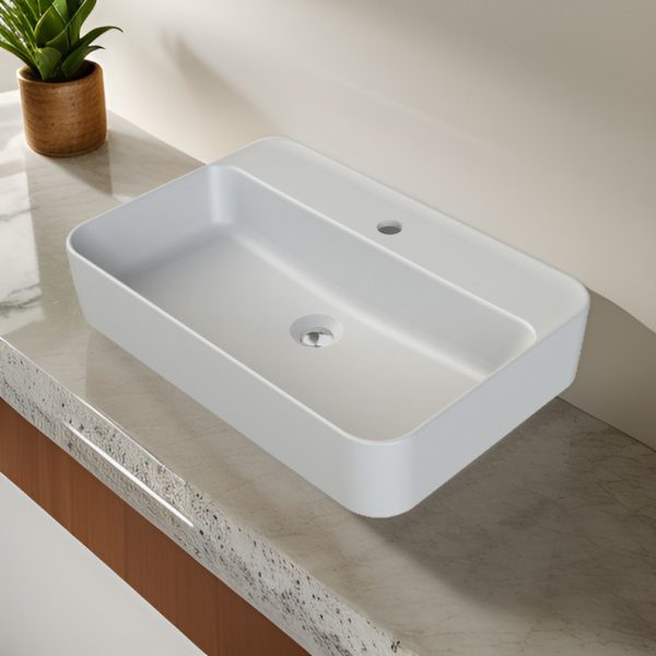 CeraStyle HERA - PULTRA ültethető - Top Counter - porcelán mosdó - MATT FEHÉR - 60 x 42 cm - OC017H71U043Y01102 - Image 2