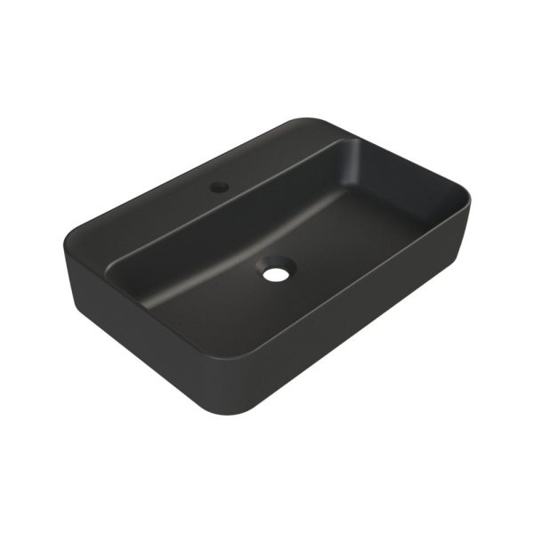 CeraStyle HERA - PULTRA ültethető - Top Counter - porcelán mosdó - MATT FEKETE - 60 x 42 cm - OC017H71U053Y01102