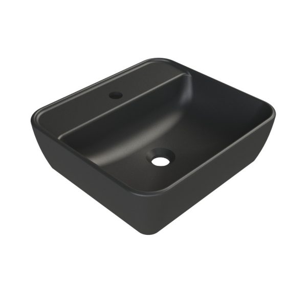 CeraStyle ONE - PULTRA ültethető - Top Counter - porcelán mosdó - - MATT FEKETE - 46 x 42 cm - OC021E71U053Y01102