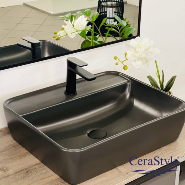 CeraStyle ONE - PULTRA ültethető - Top Counter - porcelán mosdó - - MATT FEKETE - 46 x 42 cm - OC021E71U053Y01102 - Image 2