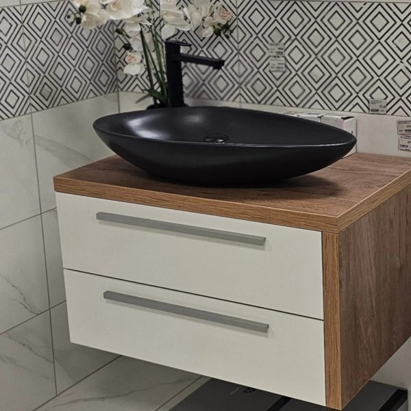 CeraStyle OLIVE - PULTRA ültethető - Top Counter - porcelán mosdó - MATT FEKETE - 60 x 35 cm - Image 3