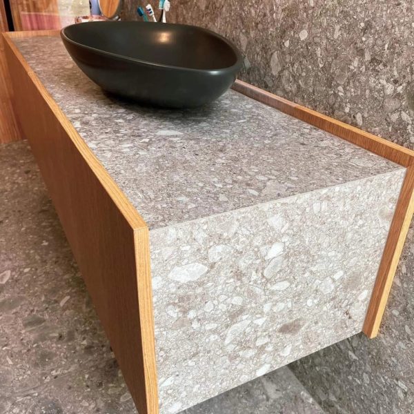 CeraStyle OLIVE - PULTRA ültethető - Top Counter - porcelán mosdó - MATT FEKETE - 60 x 35 cm - Image 4