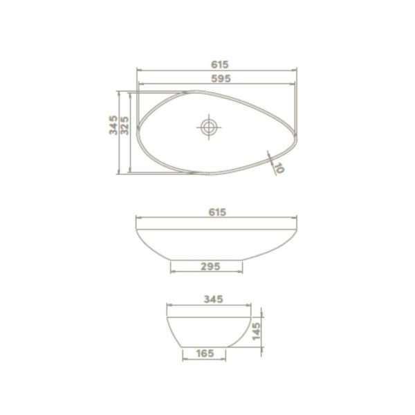 CeraStyle OLIVE - PULTRA ültethető - Top Counter - porcelán mosdó - MATT FEKETE - 60 x 35 cm - Image 6