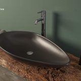 CeraStyle OLIVE - PULTRA ültethető - Top Counter - porcelán mosdó - MATT FEKETE -75 x 38 cm - Image 4