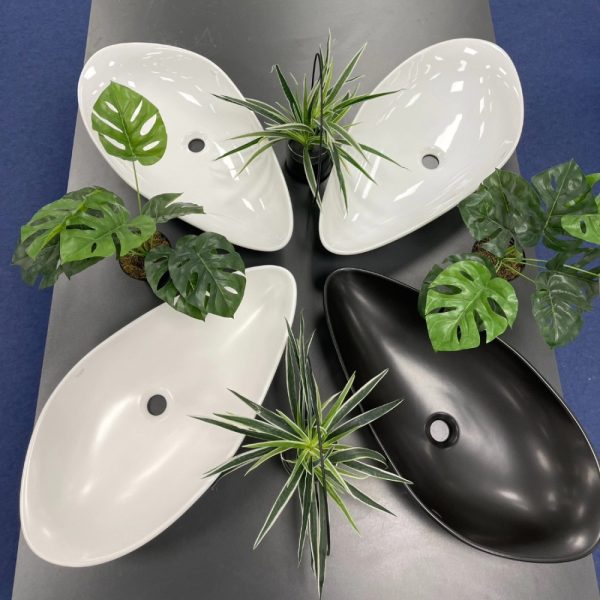 CeraStyle OLIVE - PULTRA ültethető - Top Counter - porcelán mosdó - MATT FEKETE -75 x 38 cm - Image 8