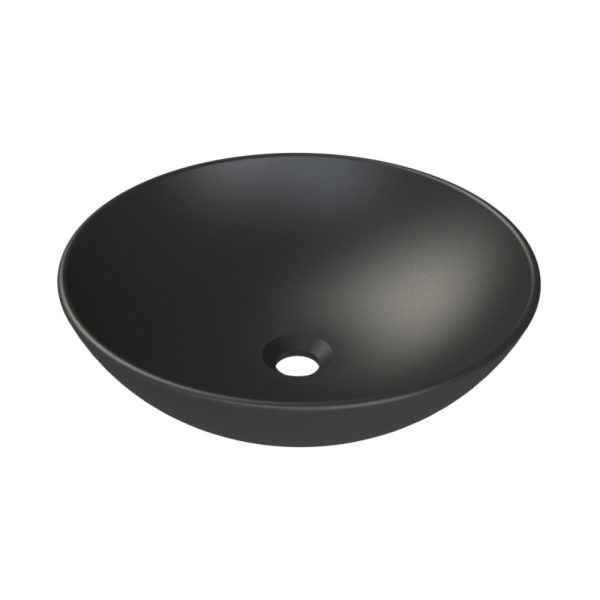 CeraStyle ZERO - PULTRA ültethető - Top Counter - porcelán mosdó- O - MATT FEKETE - Ø 46 cm - OC052E81W053Y01102