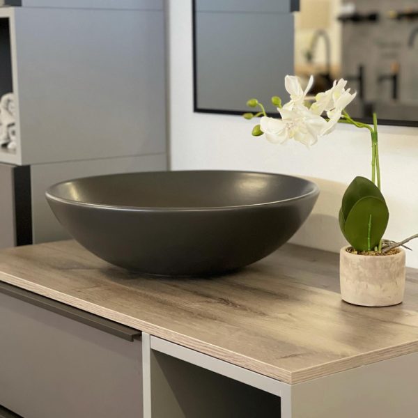 CeraStyle ZERO - PULTRA ültethető - Top Counter - porcelán mosdó- O - MATT FEKETE - Ø 46 cm - OC052E81W053Y01102 - Image 2
