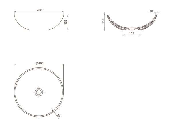 CeraStyle ZERO - PULTRA ültethető - Top Counter - porcelán mosdó - O - MATT SZÜRKE - Ø 46 cm - OC052E81W13 - Image 4