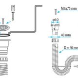 TEXO mosdószifon flexibilis csővel - Ø 5/4" x 0,5 m x Ø 40 mm - Image 2
