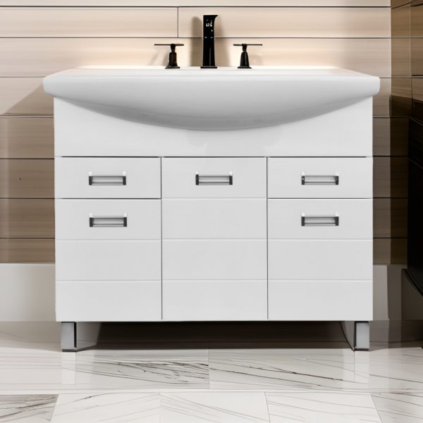 Viva SZQUARE 100 lábon álló fürdőszobabútor Sanovit ZENON 6095 porcelán mosdóval 97 x 51 cm - S100 - Image 5