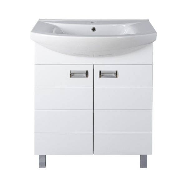 Viva SZQUARE 55 lábon álló fürdőszobabútor Sanovit ZENON 6055 porcelán mosdóval 55 x 44 cm - S550