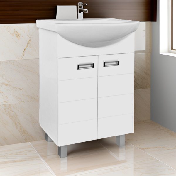 Viva SZQUARE 55 lábon álló fürdőszobabútor Sanovit ZENON 6055 porcelán mosdóval 55 x 44 cm - S550 - Image 5