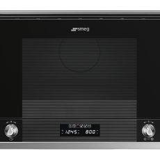 SMEG MIKROHULLÁMÚ SÜTŐ, Linea design, beépíthető, 22 liter, fekete üveg