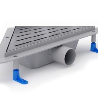 STY-MM Styron sarok zuhanyfolyóka, rozsdamentes matt Medium ráccsal