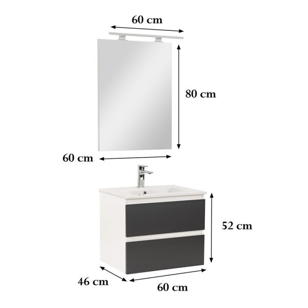 Vario Forte 60 komplett fürdőszoba bútor fehér-antracit színben - Vario002-k - Image 3