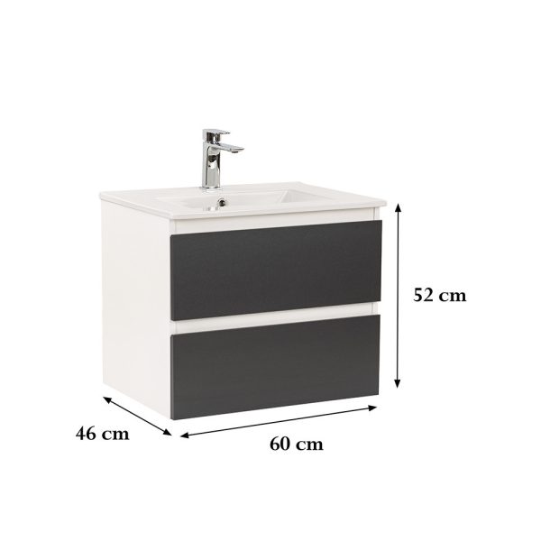 Vario Forte 60 alsó szekrény mosdóval fehér-antracit színben - Vario002 - Image 3