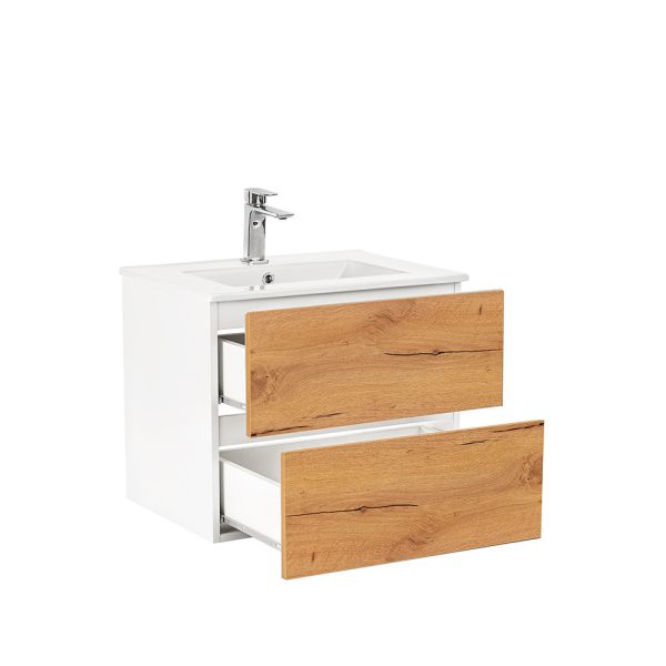 Vario Forte 60 komplett fürdőszoba bútor fehér-tölgy színben - Vario003-k - Image 5