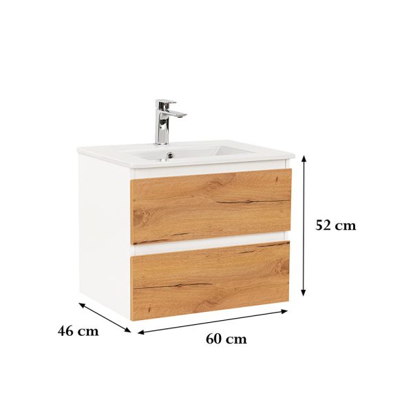 Vario Forte 60 alsó szekrény mosdóval fehér-tölgy színben - Vario003 - Image 3