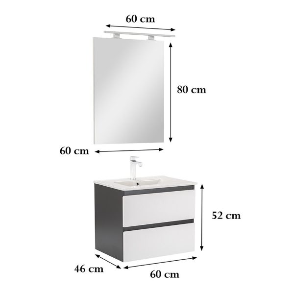 Vario Forte 60 komplett fürdőszoba bútor antracit-fehér színben - Vario004-k - Image 3