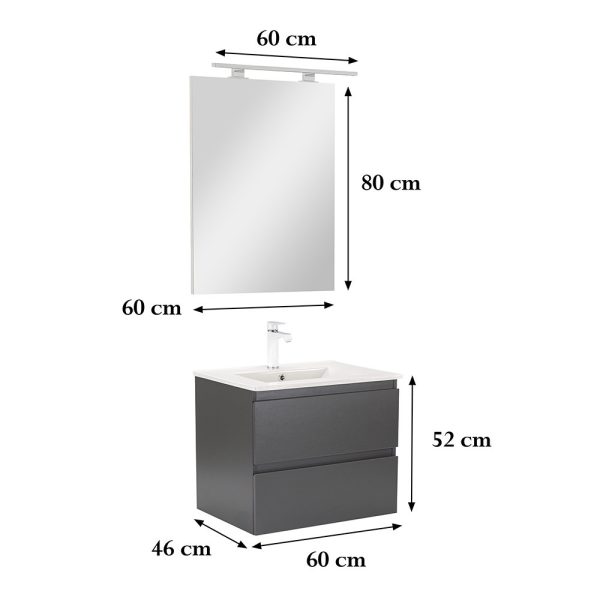 Vario Forte 60 komplett fürdőszobabútor antracit-antracit színben - Vario005-k - Image 3