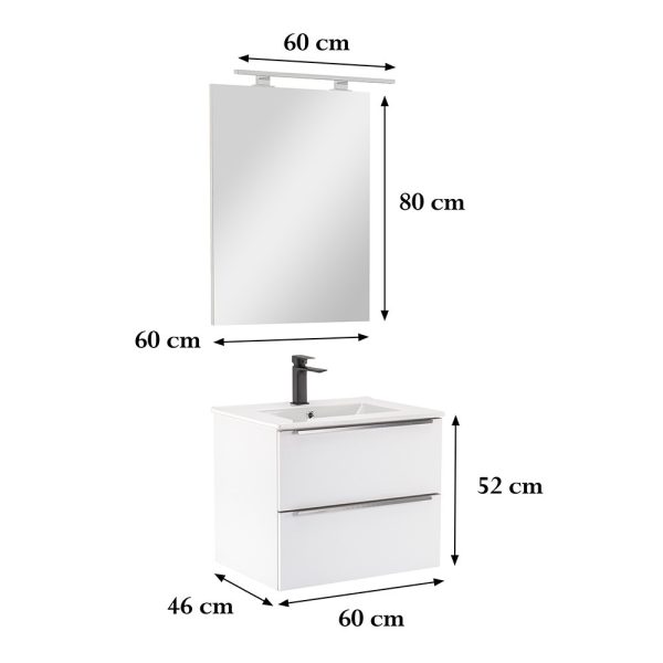 Vario Trim 60 komplett fürdőszoba bútor fehér színben - Vario010-k - Image 3