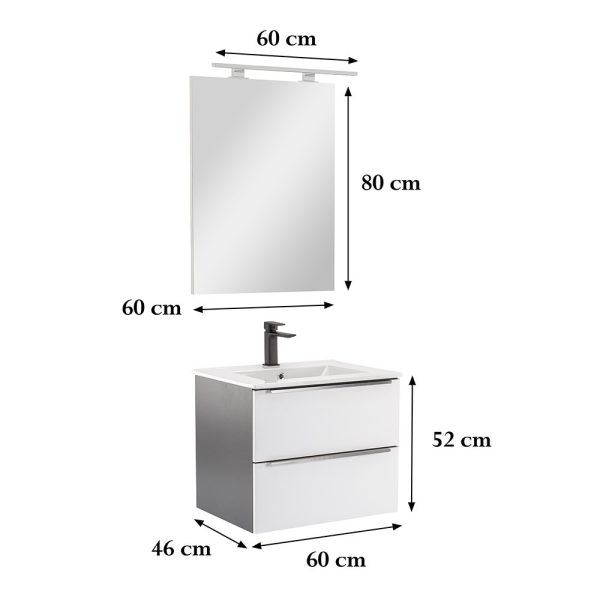 Vario Trim 60 komplett fürdőszobabútor antracit-fehér színben - Vario013-k - Image 3