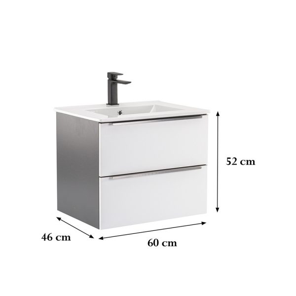 Vario Trim 60 alsó szekrény mosdóval antracit-fehér színben -Vario013 - Image 3